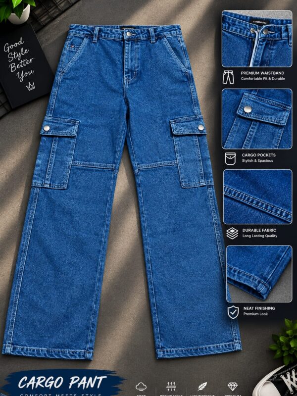 6 Pocket Cargo Denim Baggy Pant