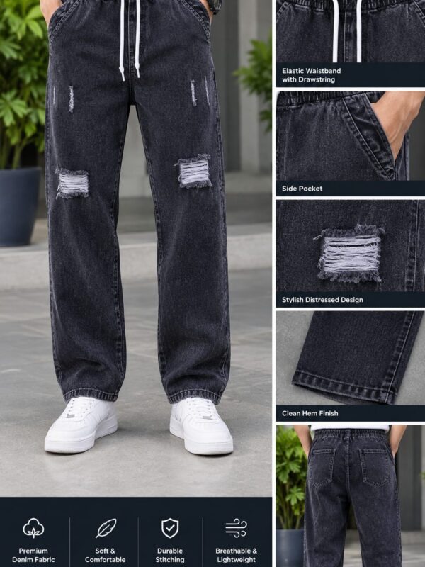 AUROV Stylish Semi Baggy Cargo Denim Pant for Men | Premium Jeans Pant